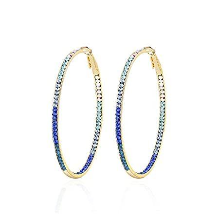 送料無料HUOYOACC 925 Silver Needle 14k Gold Plated Hoop Earrings Cubic Zirconia Fas