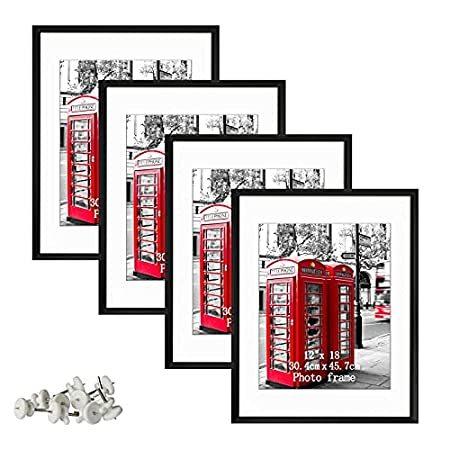 Giftgarden 12x18 フレーム4枚セット 17x23 ポスターフレーム マット付き 18x12 写真ディスプレイ マットなし 23x17