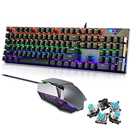 充実の品 and Keyboard Mechanical 【送料無料】CHIROPTER Mouse Mechan Backlit LED RGB Wired Combo, キーボード
