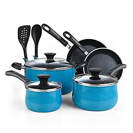 Cook N Home Nonstick Cookware Belly Shape 10-Piece, Turquoise