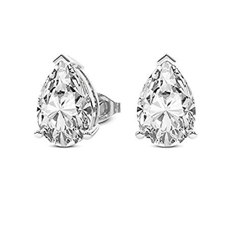 送料無料1 Carat Solitaire Diamond Stud Earrings Pear Shape 3 Prong Push Back | F-G