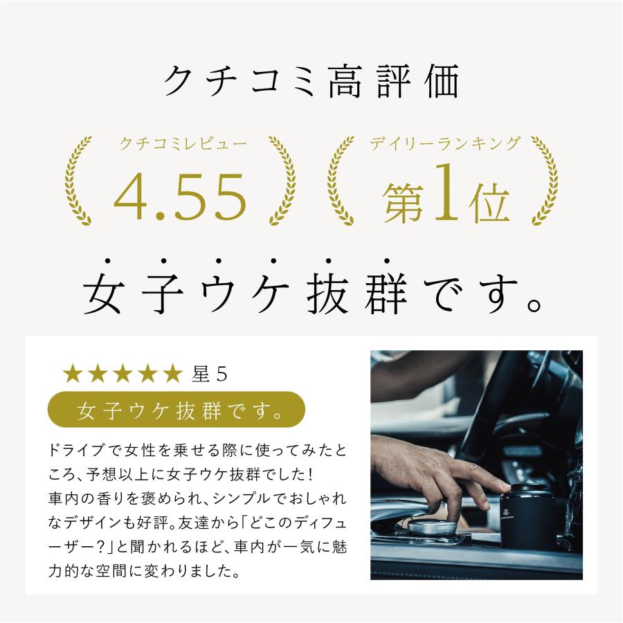 メーカー直送 LUXURY SCENT(ラグジュアリーセント) アロマディフューザー 充電式 コードレスタイプ 車用 フレグランス 芳香剤 アロマオイル ※代引・返品不可の画像