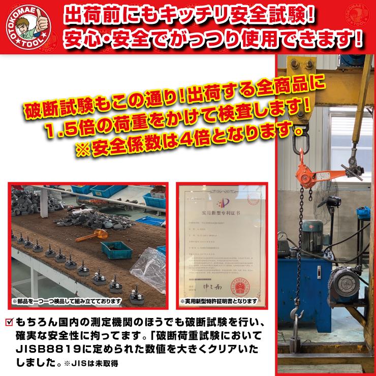 レバーホイスト 2.0t 1台 保証6ヵ月 レバーブロック 締め具 吊り具