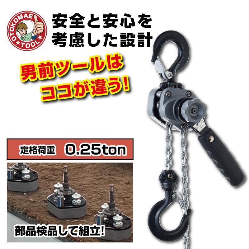レバーホイスト 0.25t 1台 保証6ヵ月 レバーブロック 締め具 吊り具