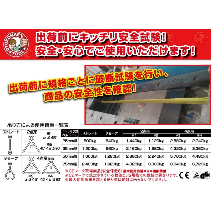スリングベルト 長さ6m 50mm幅 ベルトスリング 玉掛け ナイロン製 運搬 