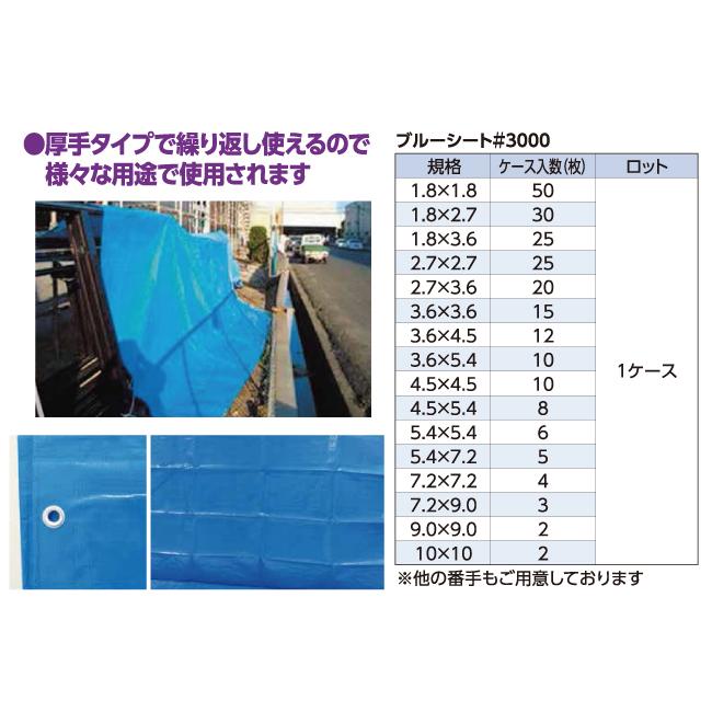 メーカー直送・10枚セット/ブルーシート♯3000 4.5m×4.5m : 男前ツール 