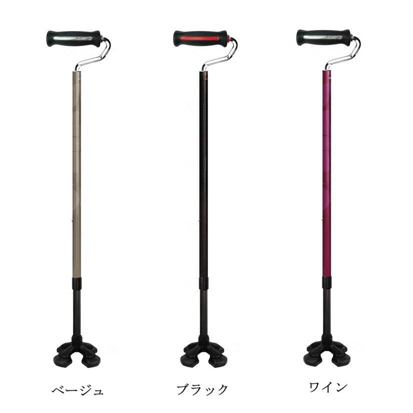 杖 ステッキ やわらGEL グリップ 4点杖 TYPE-U シナノ : おむつ介護