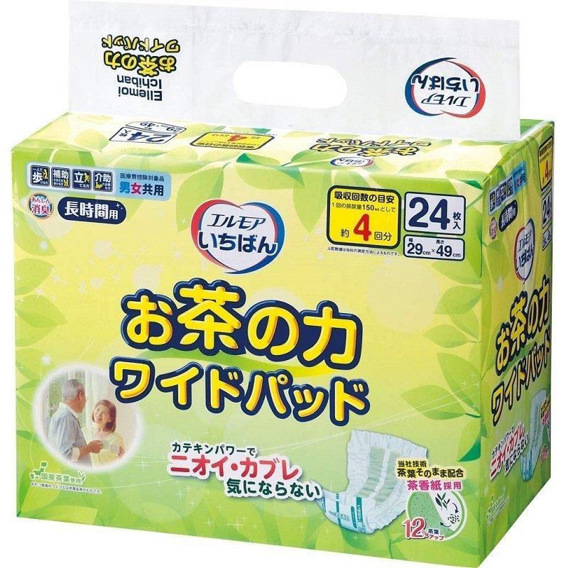尿とりパッド エルモア いちばん お茶の力 ワイドパッド 475821 24枚入×16袋 カミ商事