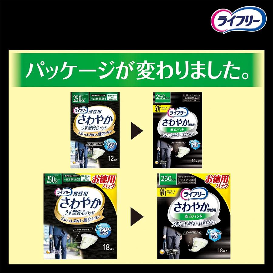 尿とりパッド ライフリー さわやかパッド 男性用 250cc 一気に出る時も安心用 51595 12枚入 ユニ・チャーム｜omutsu-primecare｜03