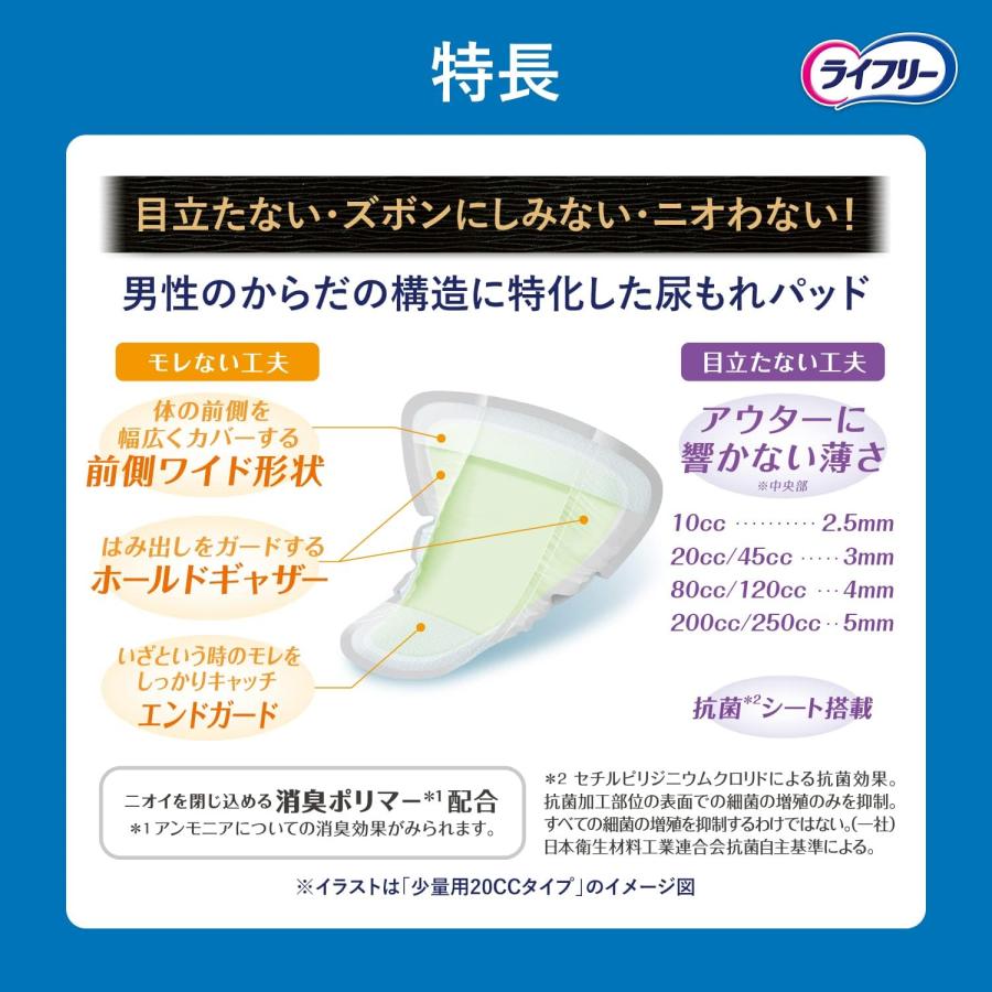 尿とりパッド ライフリー さわやかパッド 男性用 250cc 一気に出る時も安心用 51595 12枚入 ユニ・チャーム｜omutsu-primecare｜04