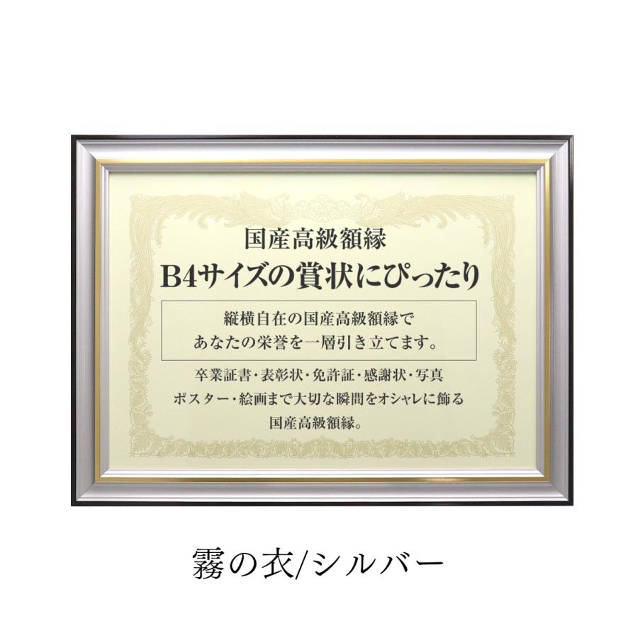 国産高級額縁】木製賞状額 B4 シルバー 額縁 看護師免許証 医師免許証