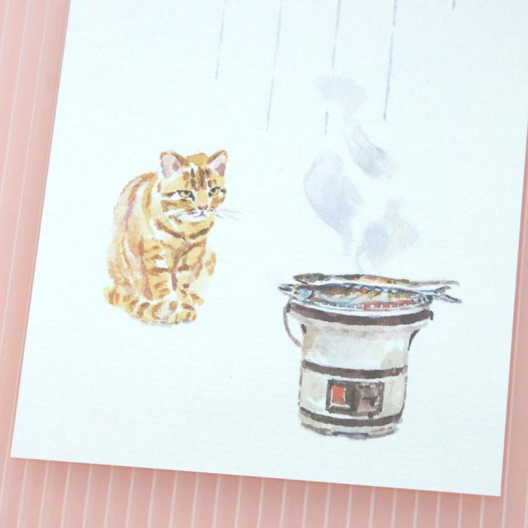 絵葉書 おしゃれ 和紙 季節の絵はがき 秋 猫と秋刀魚 和紙生活 通販 Yahoo ショッピング
