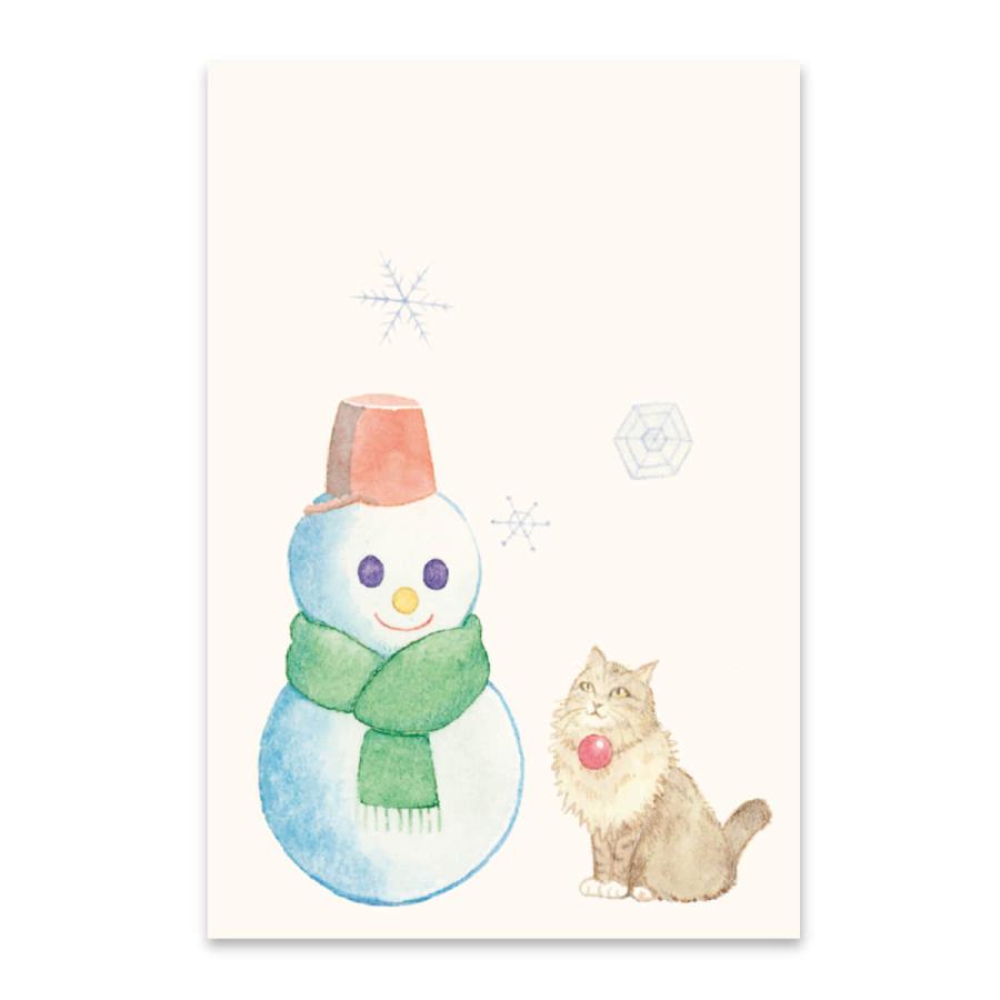 絵葉書 おしゃれ 和紙 季節の絵はがき 冬 猫と雪だるま 和紙生活 通販 Yahoo ショッピング