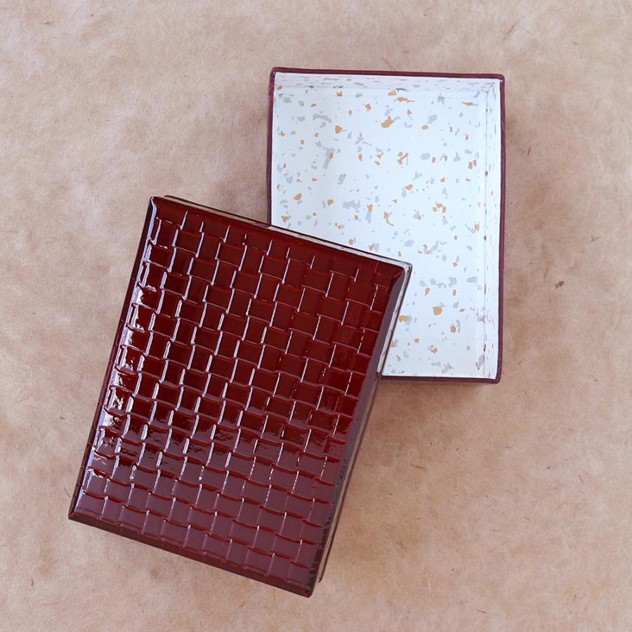 めでたや 文庫箱 四ツ目 茶 葉書入れ 和紙 はがき 文箱 道具箱 カード