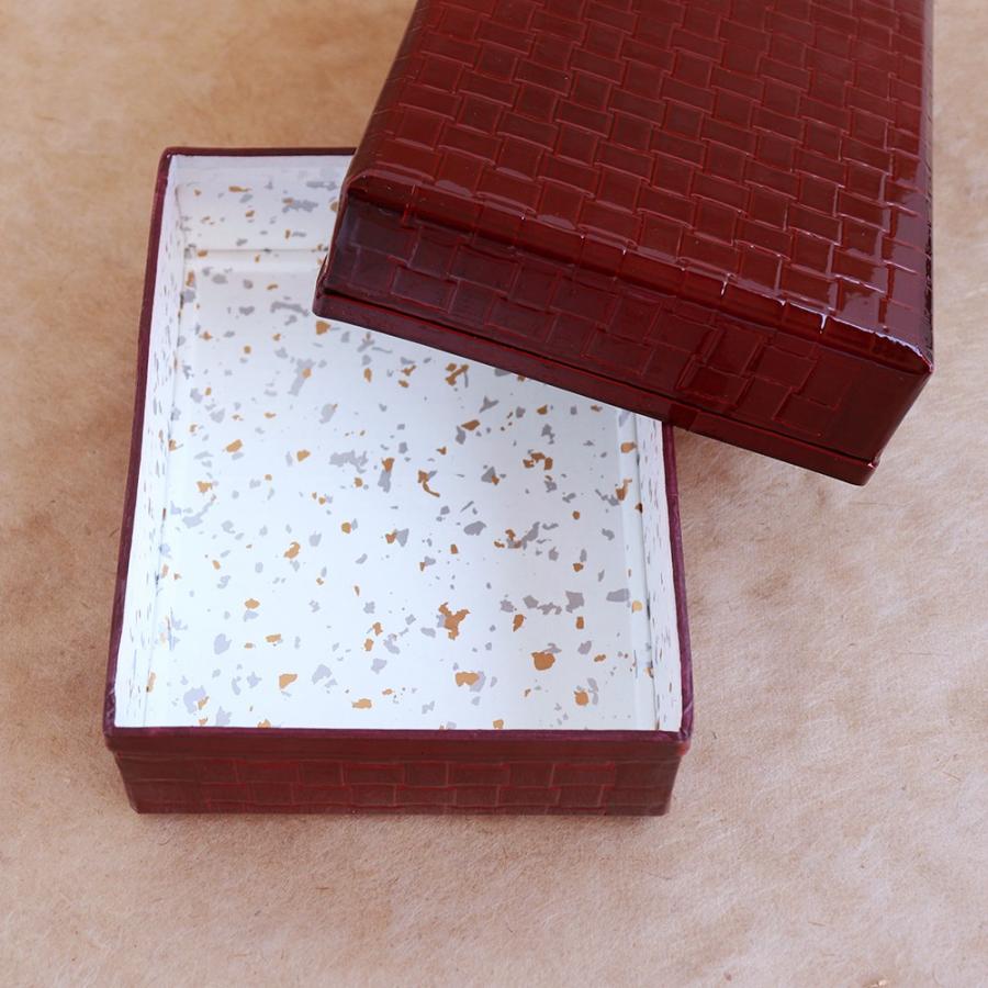 めでたや 文庫箱 四ツ目 茶 葉書入れ 和紙 はがき 文箱 道具箱 カード