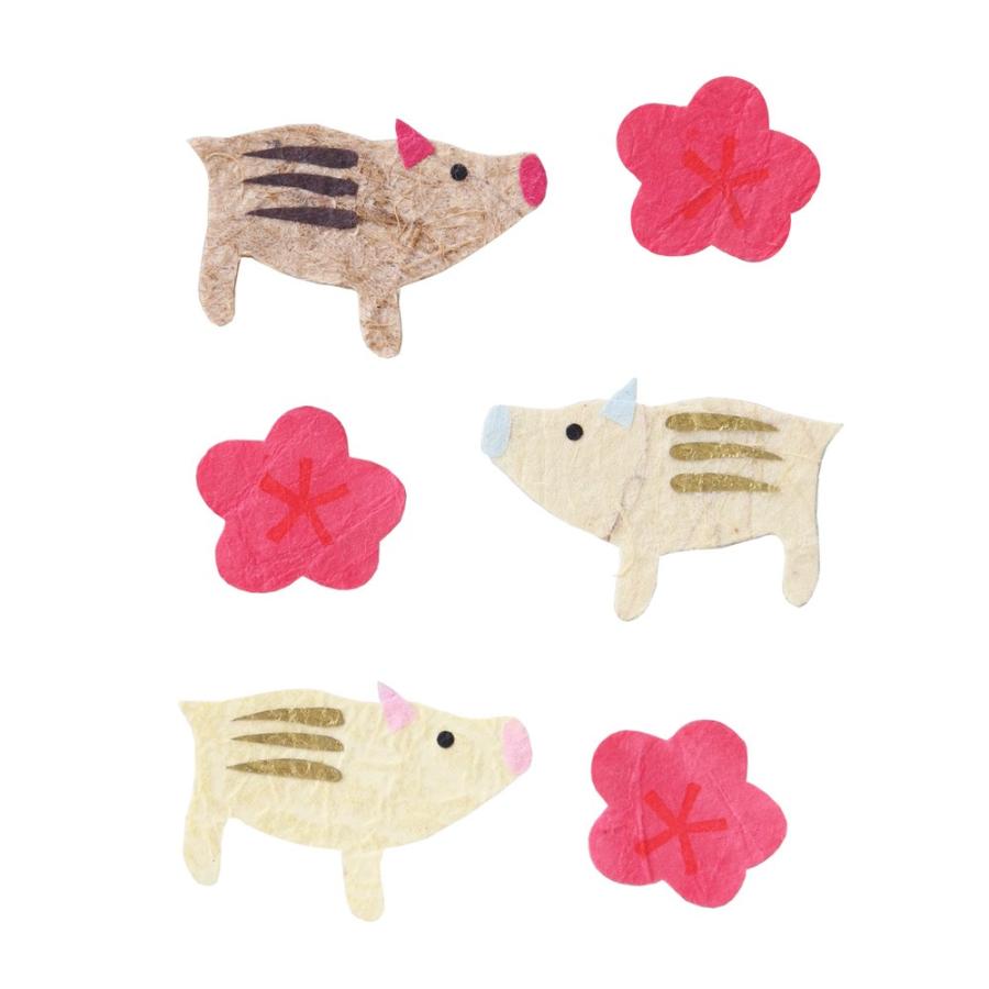 お正月 切り絵 和紙パーツ シール 梅にうりぼう 3枚入 和紙生活 通販 Yahoo ショッピング