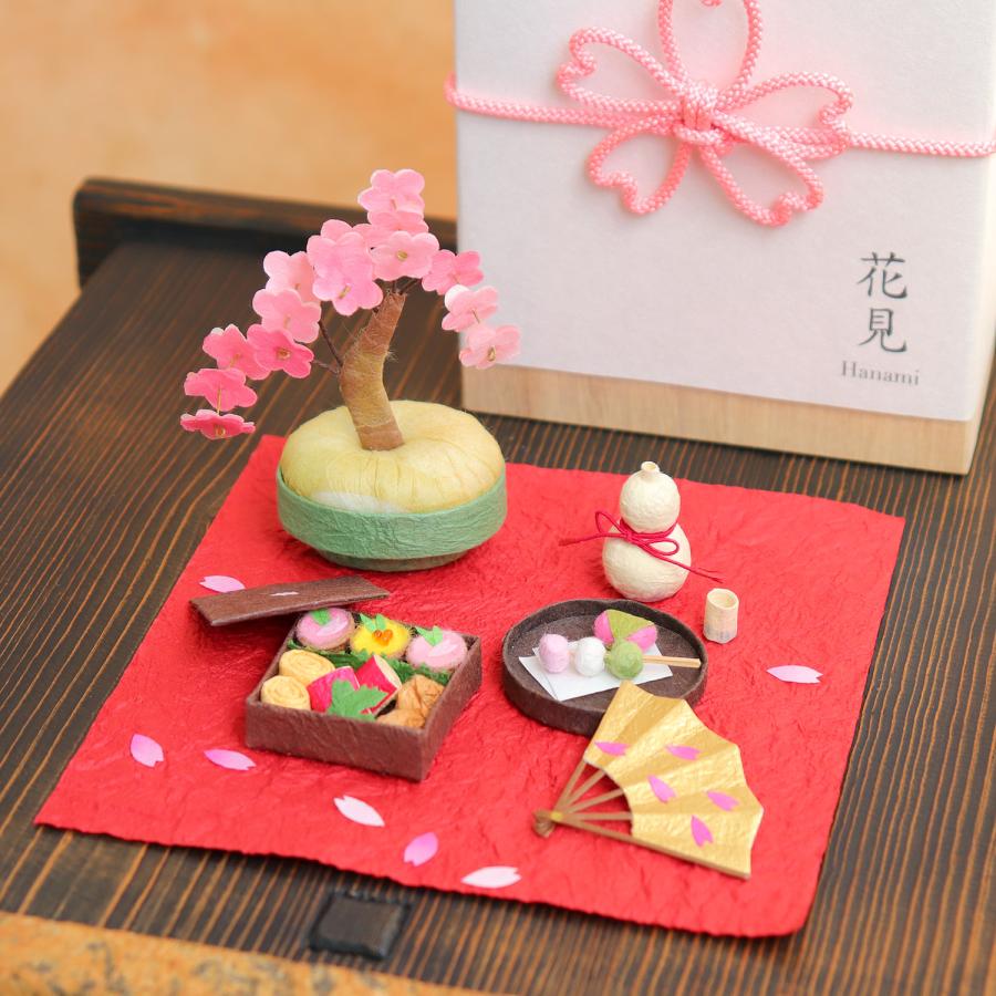 めでたや 置物 インテリア 暦箱 花見 コンパクト おしゃれ 和紙 春 桜