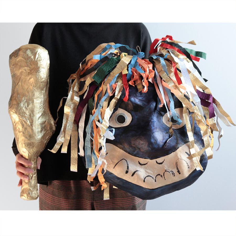 節分飾り おしゃれ 和紙 壁かざり 鬼面 赤鬼 インテリア 張り子 鬼に金棒 青 和紙生活 通販 Yahoo ショッピング