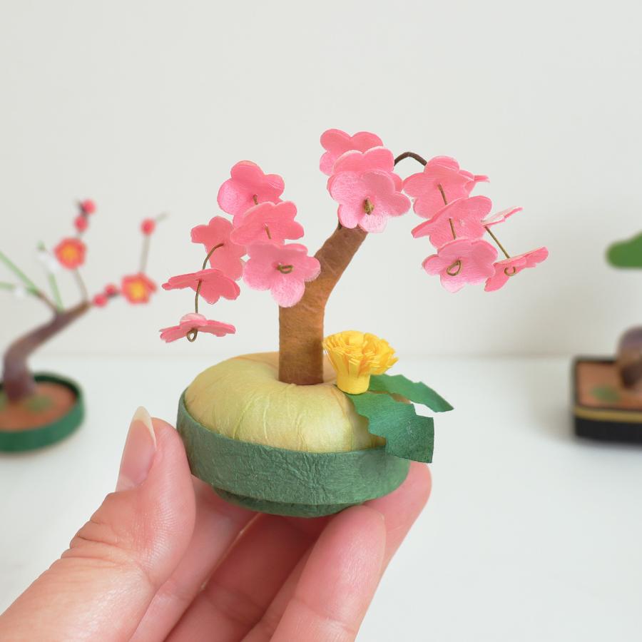 めでたや 置物 インテリア ミニ盆栽 しだれ桜 おしゃれ 和紙 お花見 春