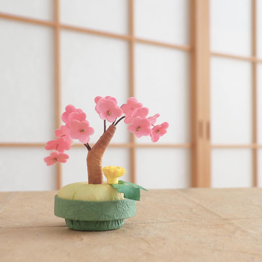 めでたや 置物 インテリア ミニ盆栽 しだれ桜 おしゃれ 和紙 お花見 春