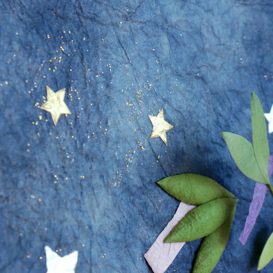 めでたや 七夕 タペストリー 七夕飾り 壁掛け 和紙 掛け軸 21×30cm