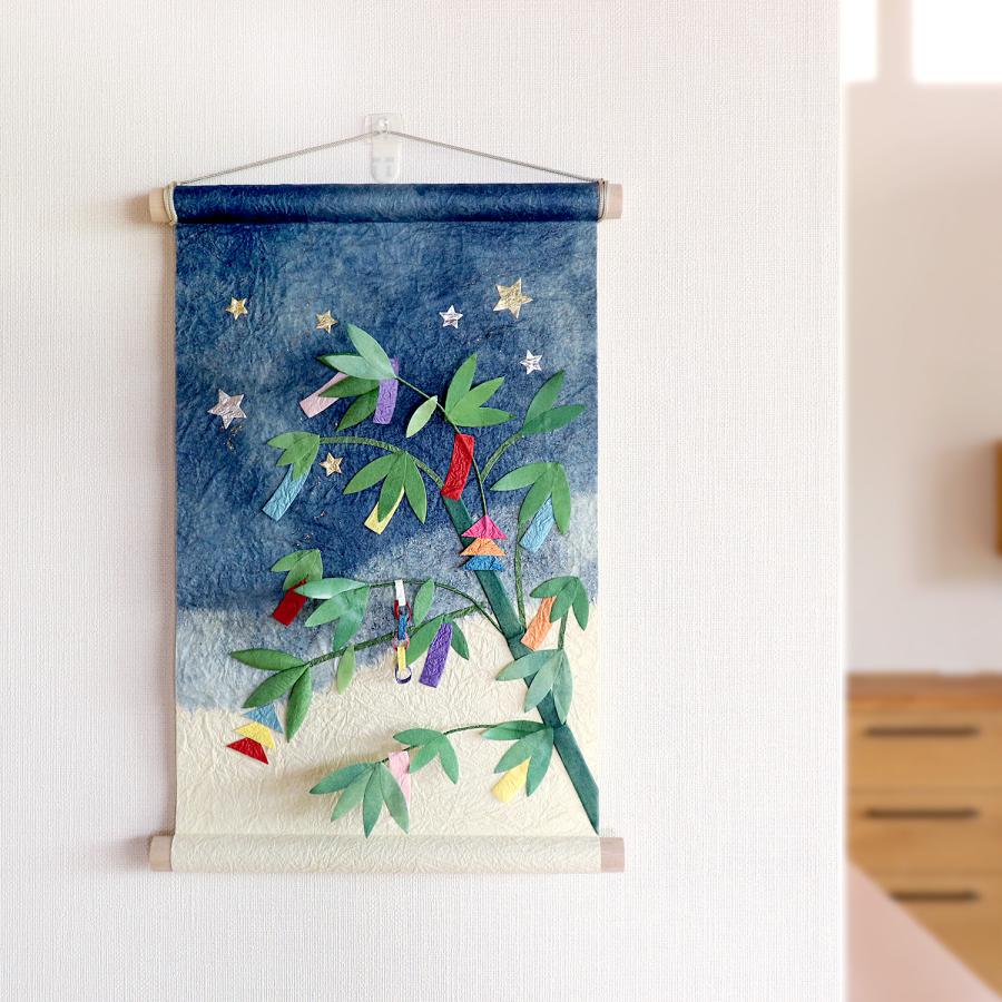 めでたや 七夕 タペストリー 七夕飾り 壁掛け 和紙 掛け軸 21×30cm