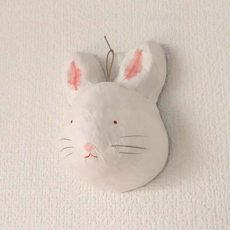 めでたや 張り子 壁飾り うさぎ 白 お月見 和紙 おしゃれ コンパクト