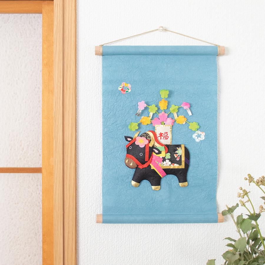 お正月タペストリー ハンドメイド 古布 アンティーク 新年 お飾り お正月飾り タペストリー しめ縄 かわいい 刺繍 壁掛け おせち