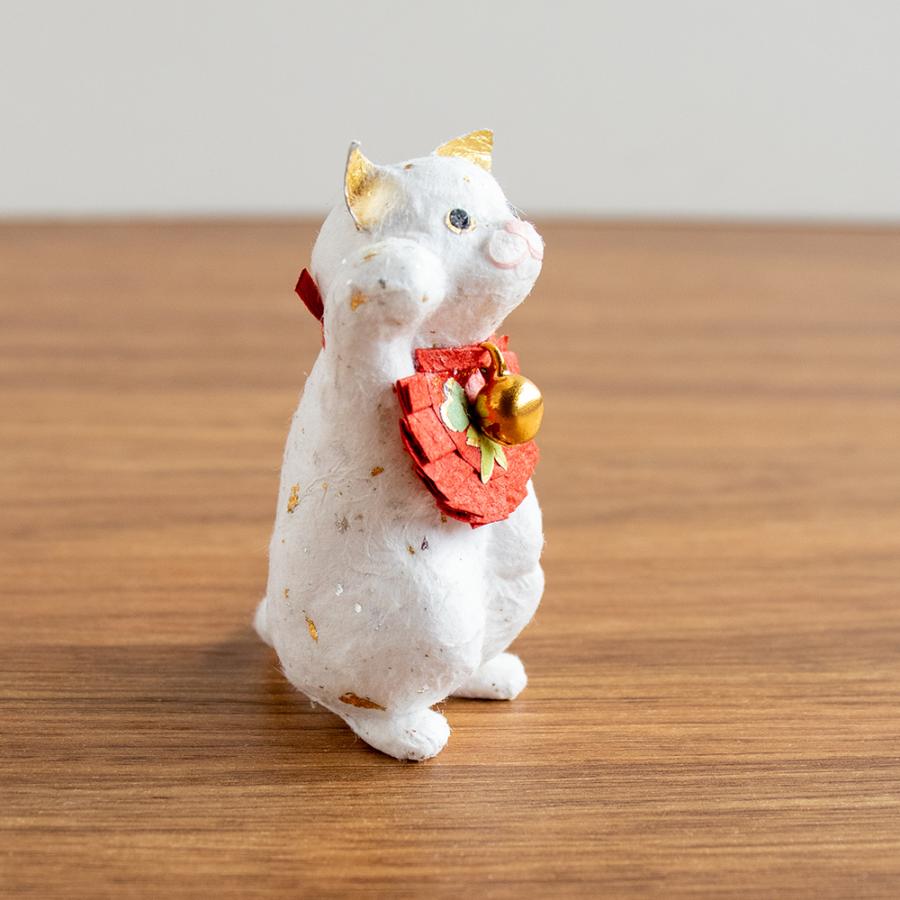 大幅値下げランキング 置物 動物 おしゃれ 和紙 縁起物 お正月飾り インテリア ミニチュア めでたや招き猫 しろ Supplystudies Com