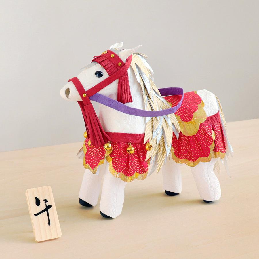 めでたや 干支飾り おしゃれ 【吉祥午（木札付）】和紙 置物 端午の