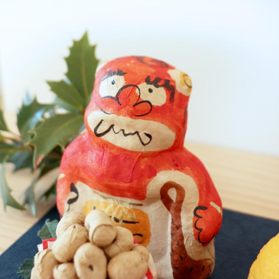 めでたや 張り子 節分 赤鬼 おしゃれ 置物 コンパクト インテリア 和紙