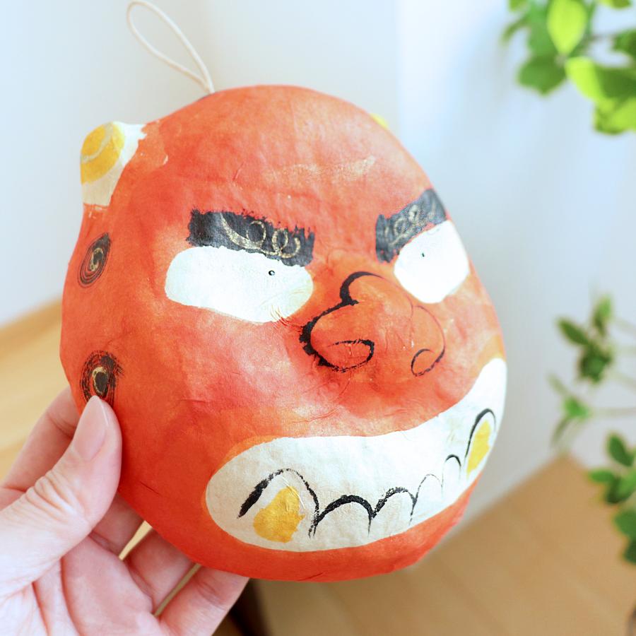 めでたや 節分飾り 張り子 鬼面 おしゃれ 和紙 手作り 日本製 壁掛け