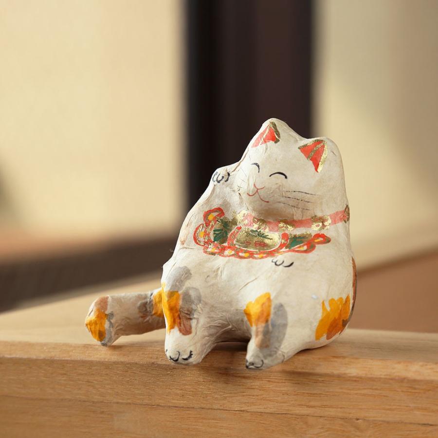 まねき猫 おしゃれ 置物 和紙 開運 縁起物 和雑貨 インテリア 張り子 おおらか招き猫 ミニ 和紙生活 通販 Yahoo ショッピング