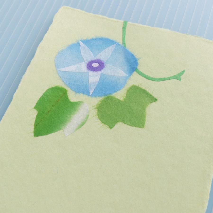 アウトレットセール 特集 絵葉書 おしゃれ 和紙 ちぎり絵はがき 青 夏 朝顔