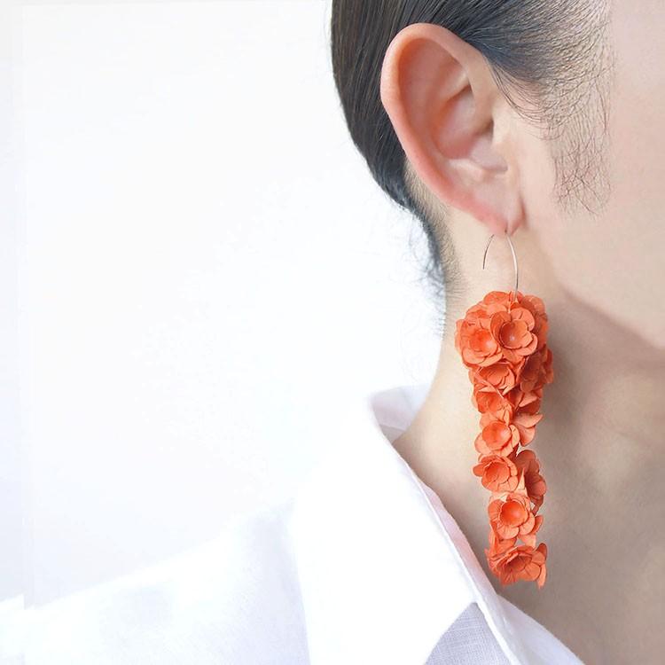 Paper Accessory flower 和紙 AYK fuji L ピアス hook earring（全4色