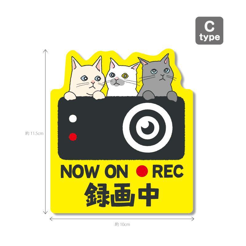 猫シリーズ3（黄色背景）ドラレコ ドライブレコーダーステッカー