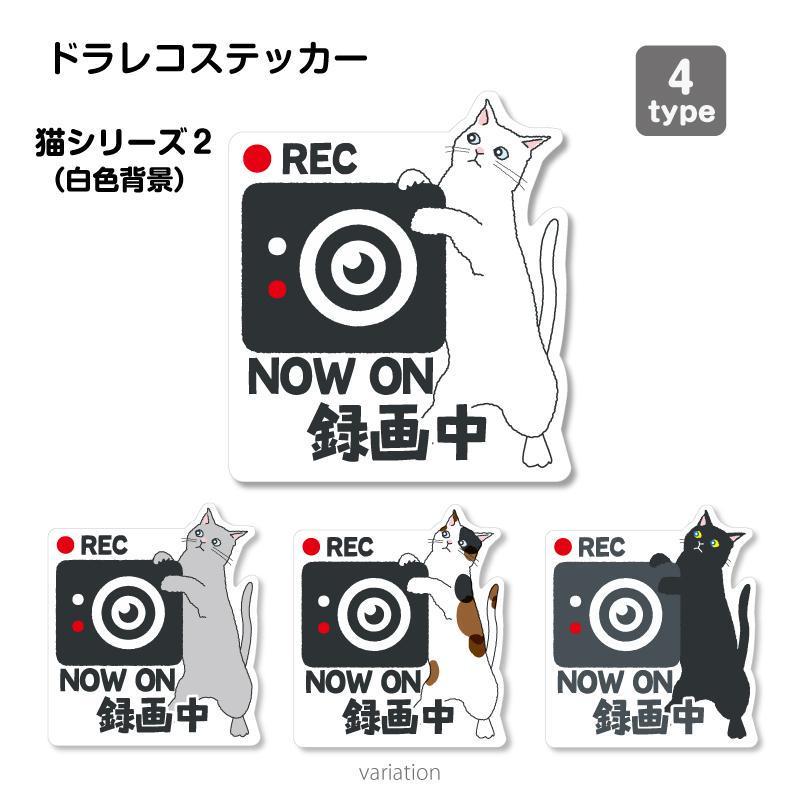 猫シリーズ2（白色背景）ドラレコ ドライブレコーダーステッカー 