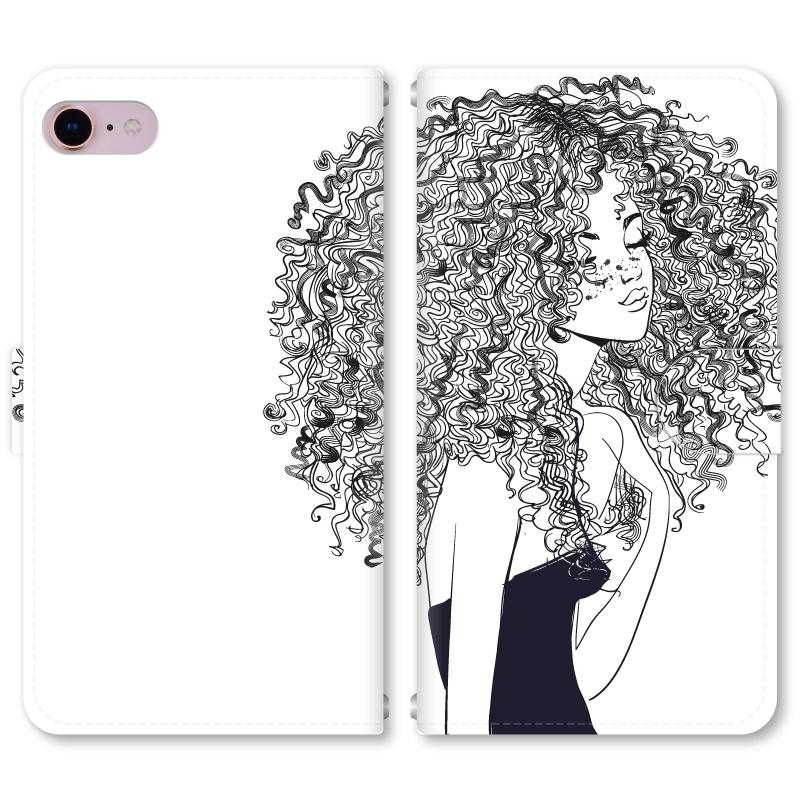 スマホケース 手帳型 Iphone14 Iphone13 Iphonese第3世代 Iphone8 Aquos Googlepixel Xperia Galaxyなど多機種制作対応 2413 巻き髪女の子a M2413 ギターパンダのお名前シール工房 通販 Yahoo ショッピング