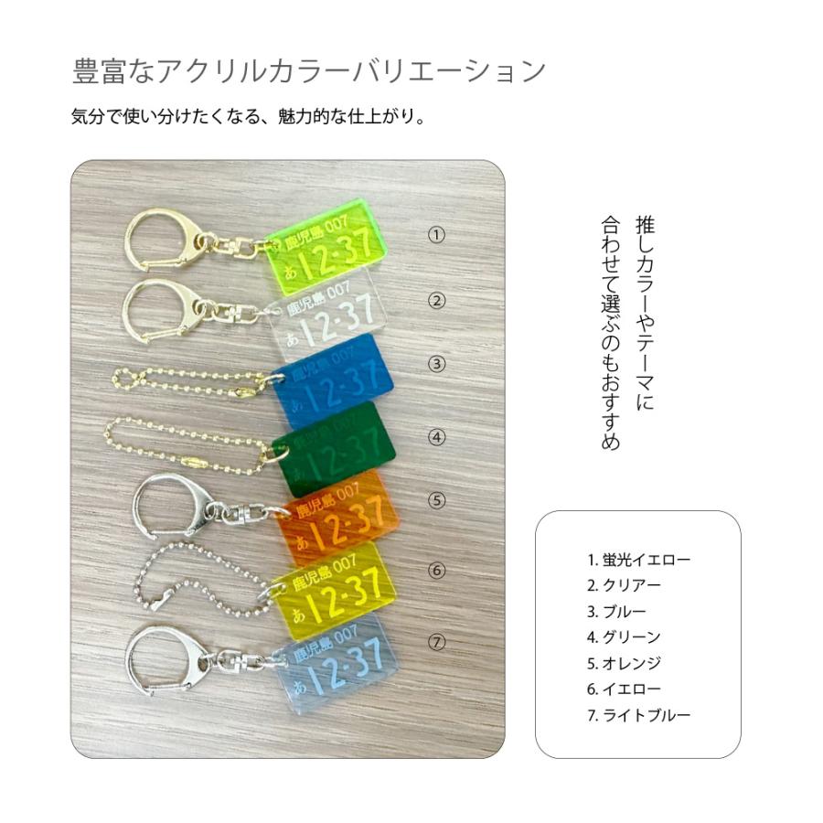 ナンバープレート アクリル 彫刻 キーホルダー 1個 お名前