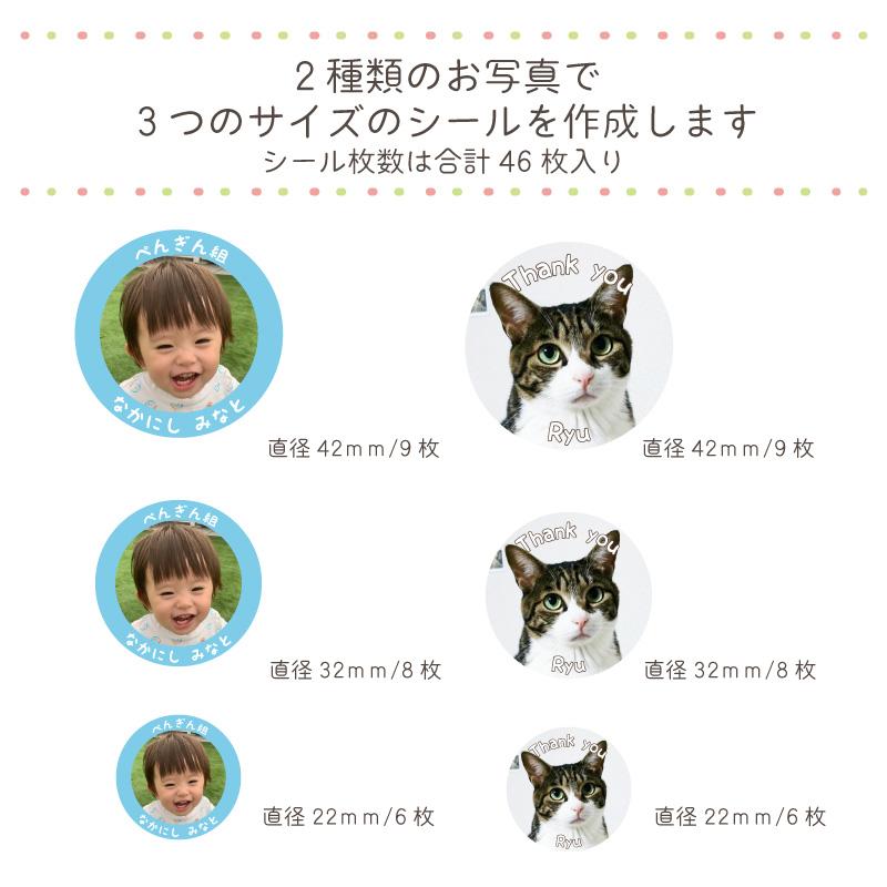うちの子 シール 3size 46枚入り 愛犬 愛猫 お子様のお写真などで