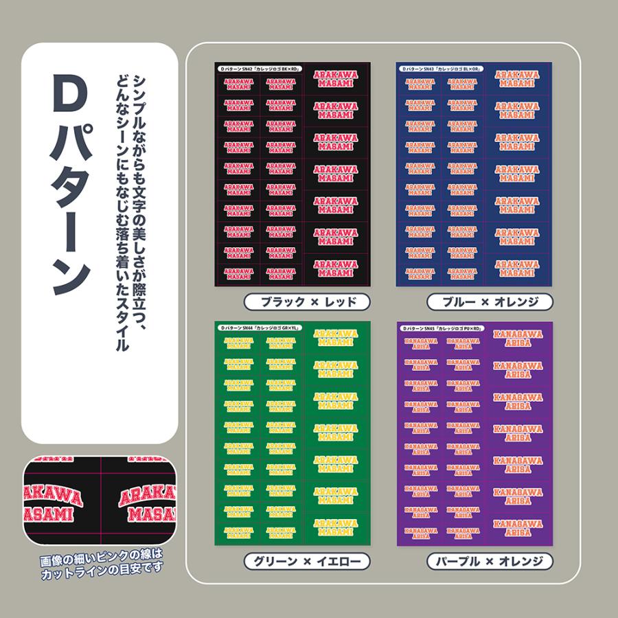 ネームステッカー カレッジロゴ風デザイン 2行タイプ A5サイズ 1シート