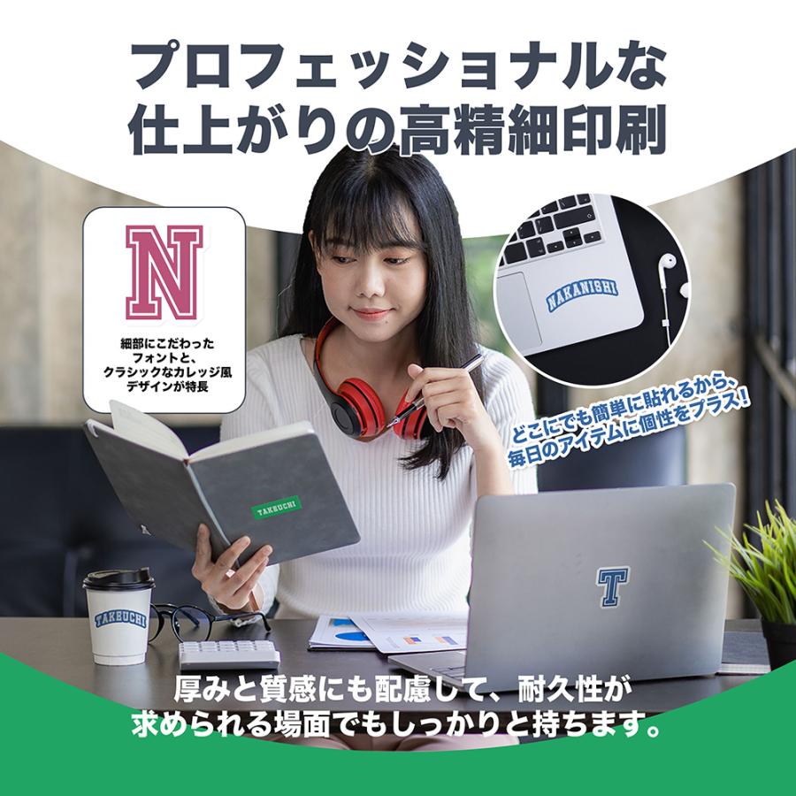 ネームステッカー カレッジロゴ風デザイン A5サイズ 1シート