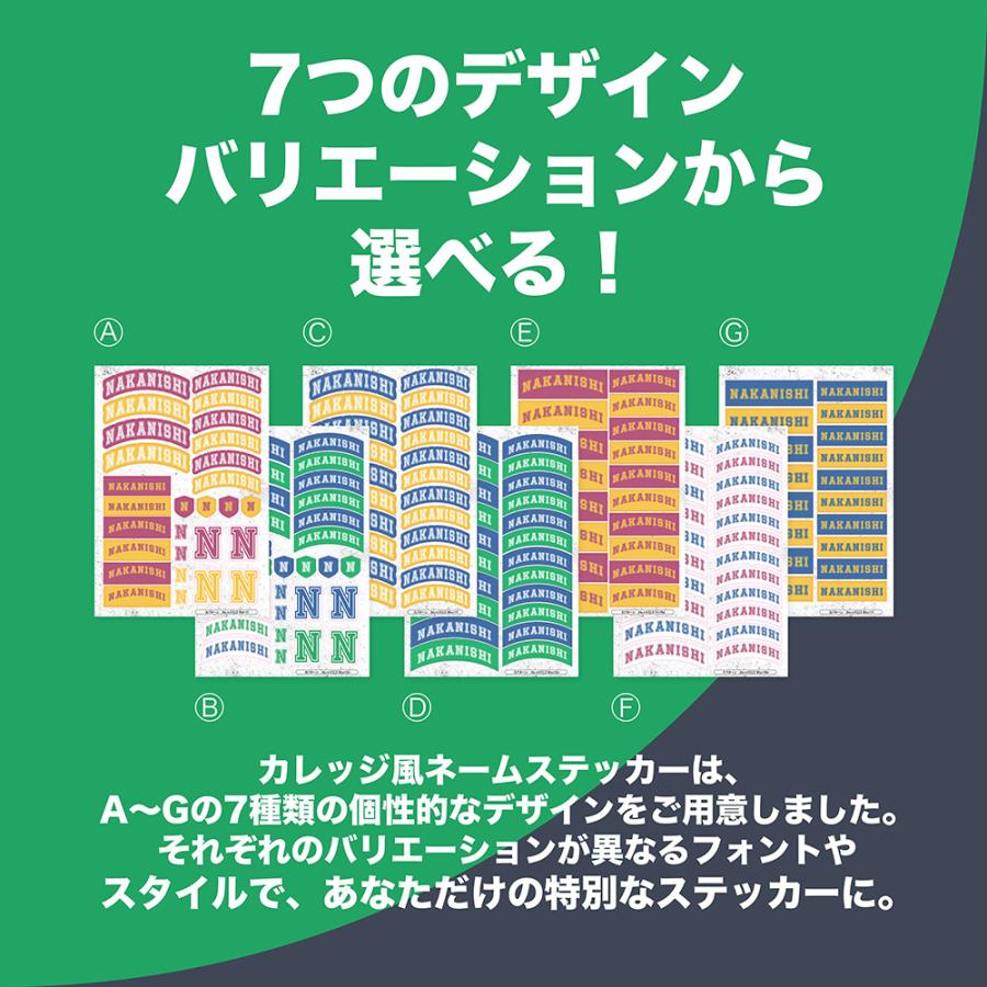ネームステッカー カレッジロゴ風デザイン A5サイズ 1シート