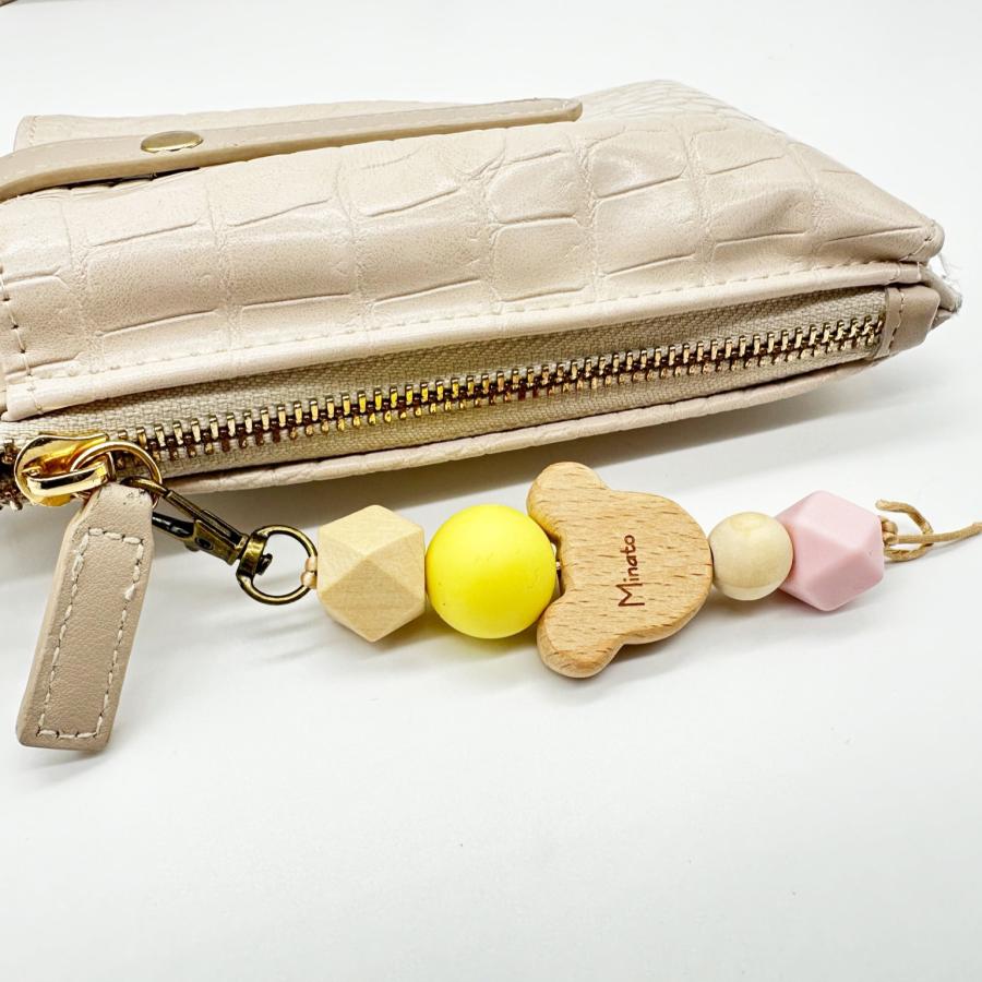 名入れ ウッドビーズ キーホルダー お名前キーホルダー 木製ビーズ