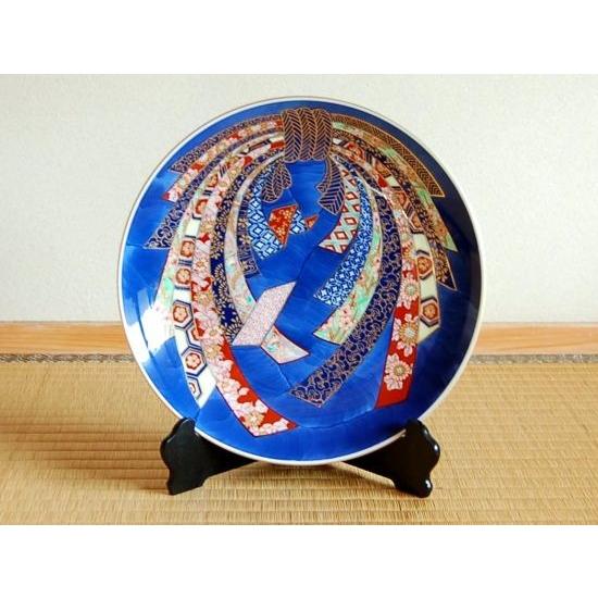 有田焼 絵皿 飾り皿 有田焼 濃のし 尺寸 30cm 皿立て スタンド付 木