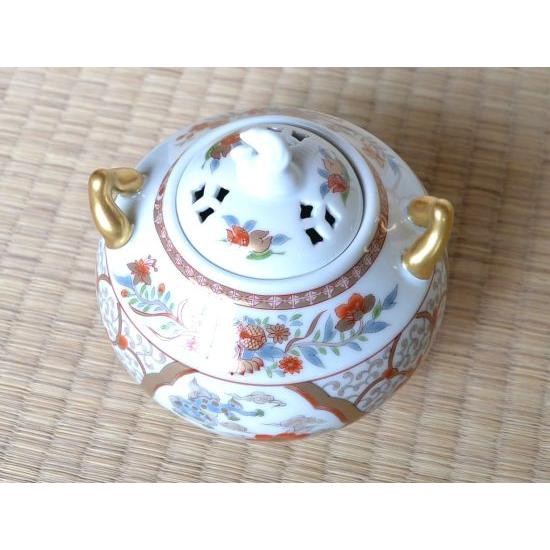 香炉 おしゃれ 陶器 有田焼 錦獅子絵 木箱入 : 有田焼やきもの市場