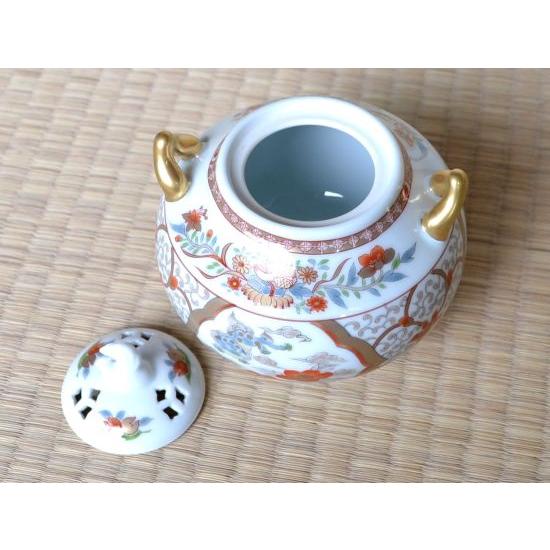 香炉 おしゃれ 陶器 有田焼 錦獅子絵 木箱入 : 有田焼やきもの市場