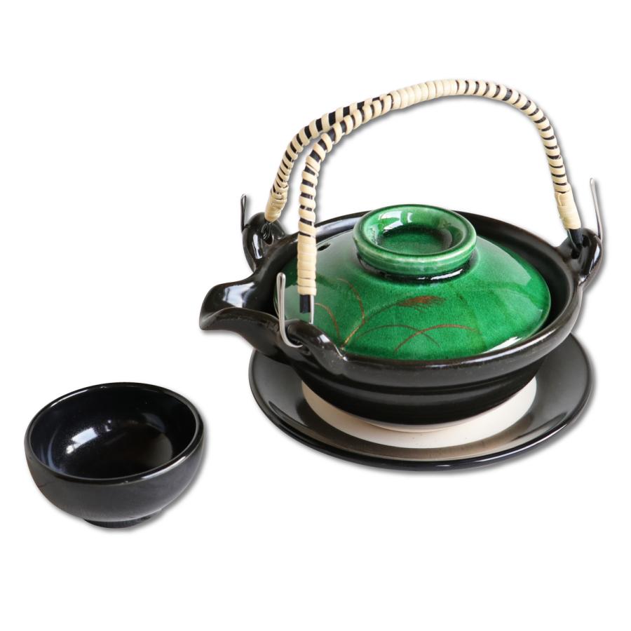 土瓶蒸し 器 有田焼 黒グリーンすすき : 有田焼やきもの市場 - 通販