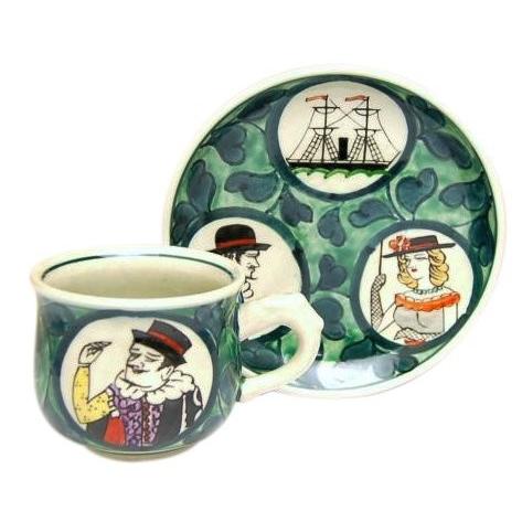 コーヒーカップ ソーサー 有田焼 南蛮人 緑 コーヒー碗皿 : 有田焼や