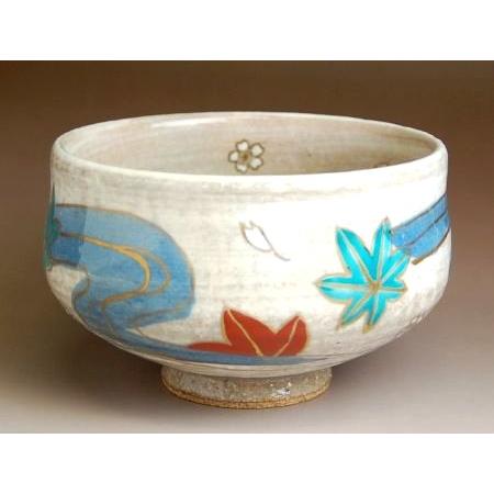 抹茶茶碗 茶道 木箱入り 有田焼 錦竜田川